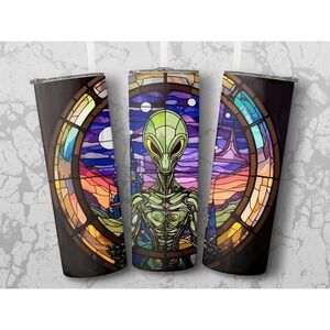 Stain glass alien metal insulated tumbler, water bottle, stainless steel, cup